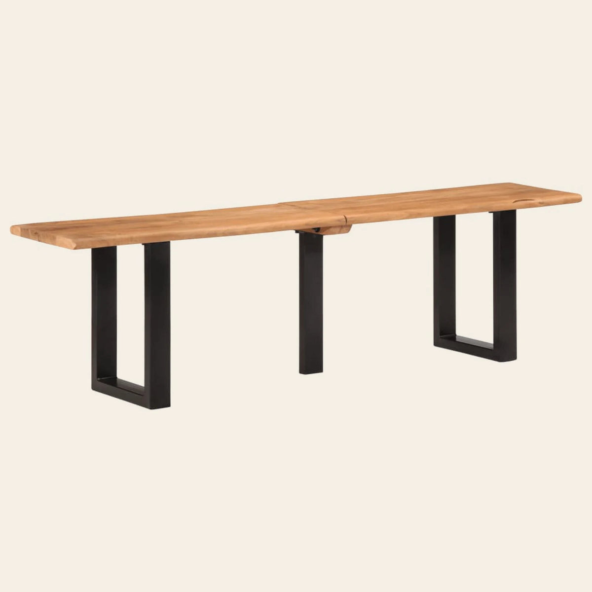 Banc de lit Vivienne en acacia massif à bord vivant, vue de trois quarts