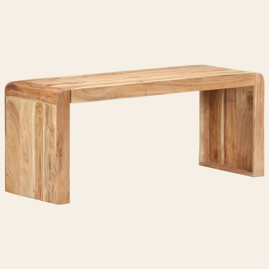 Banc de lit Choiseul en acacia massif, 110 cm, vue de trois quarts