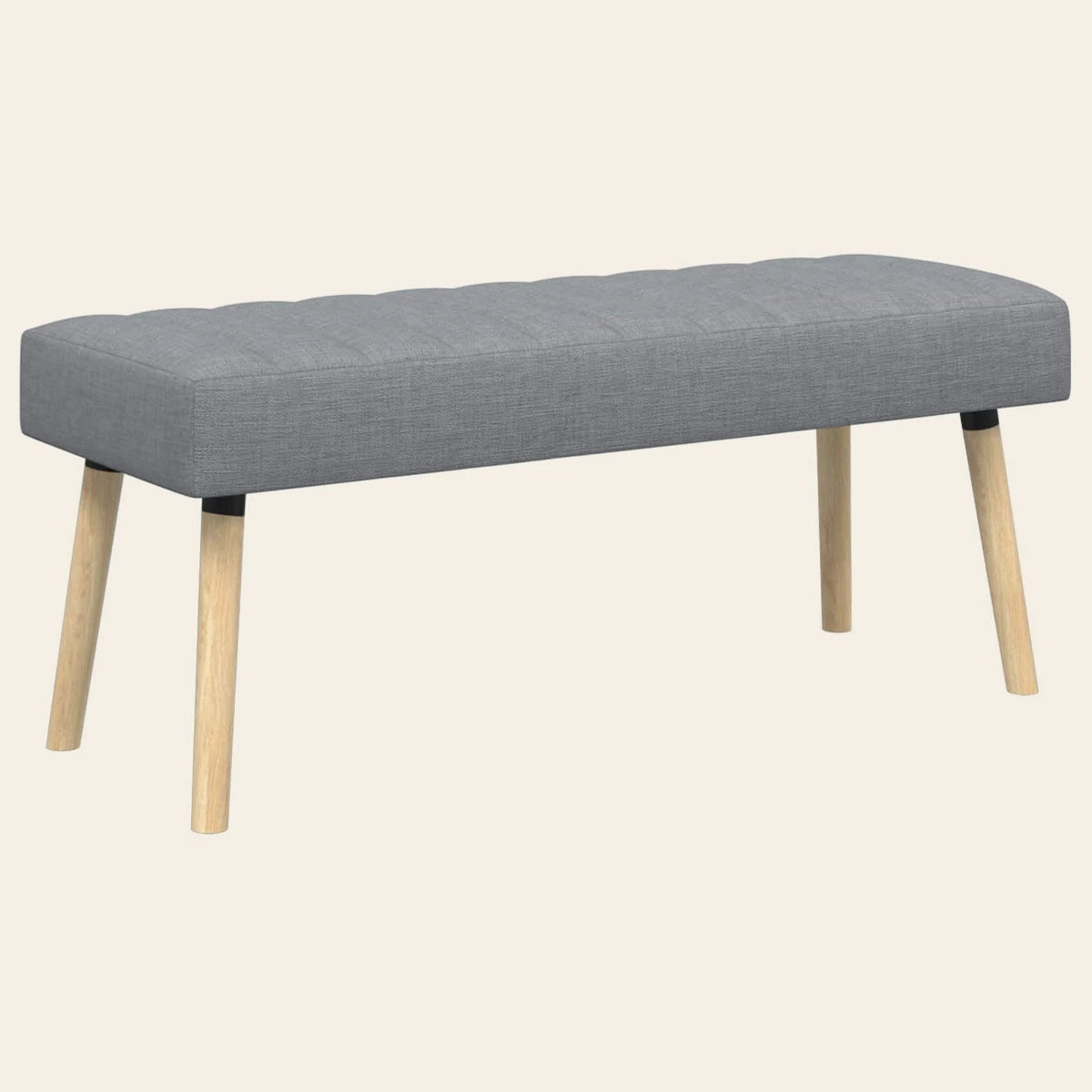 Banc de lit Colbert gris clair en tissu capitonné, vue de trois quarts