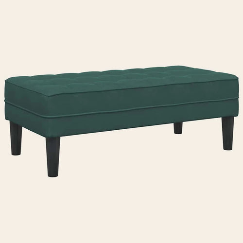 Banc de lit Beaujolais vert sapin en velours capitonné, vue de trois quarts