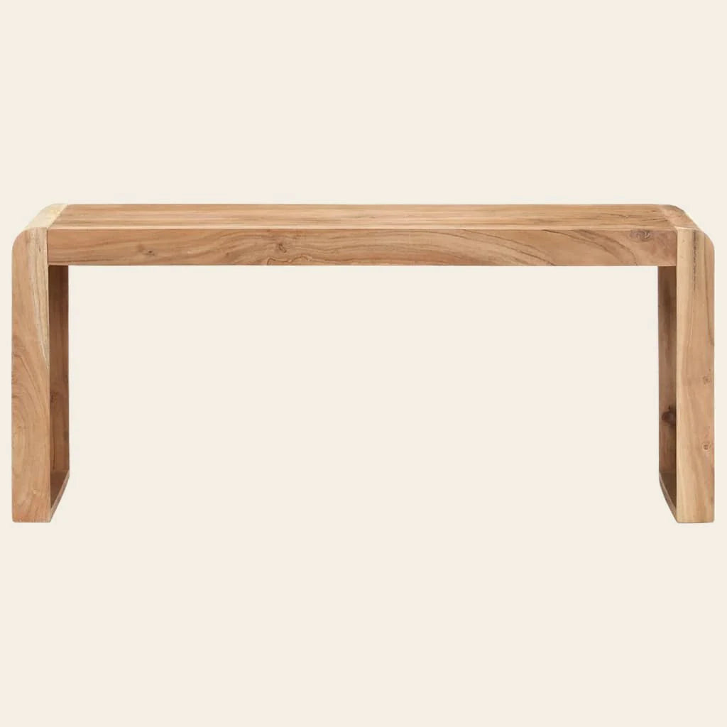 Banc de lit Choiseul en acacia massif, 110 cm, vue de face