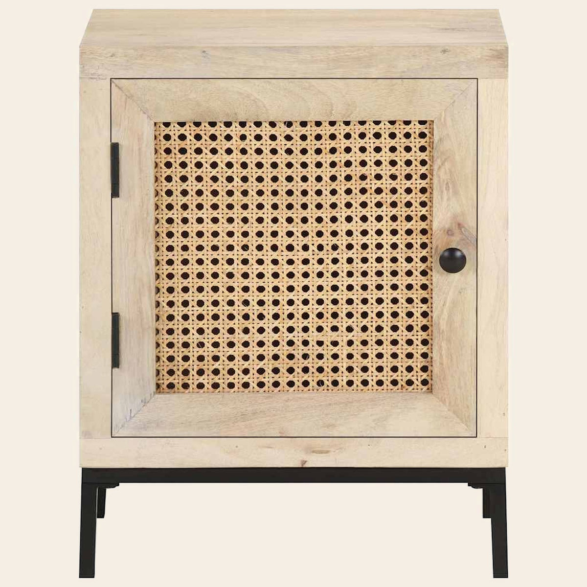 Table de chevet Rosée, vue de face, porte cannée