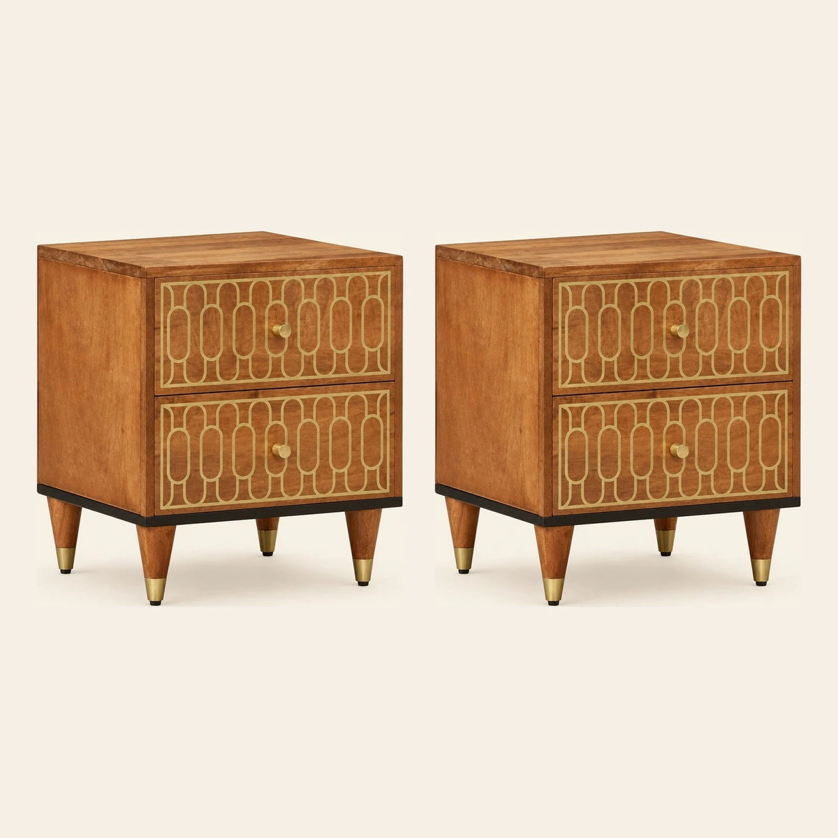Table de chevet Clair de Lune en manguier, lot de 2