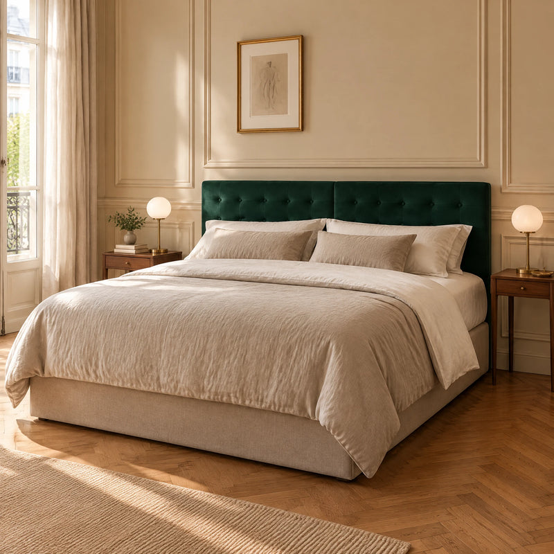 Tête de lit boutonnée en velours à poser, Dauphine