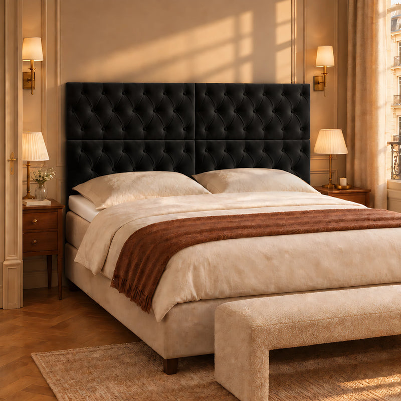 Tête de lit haute capitonnée en velours, Concorde
