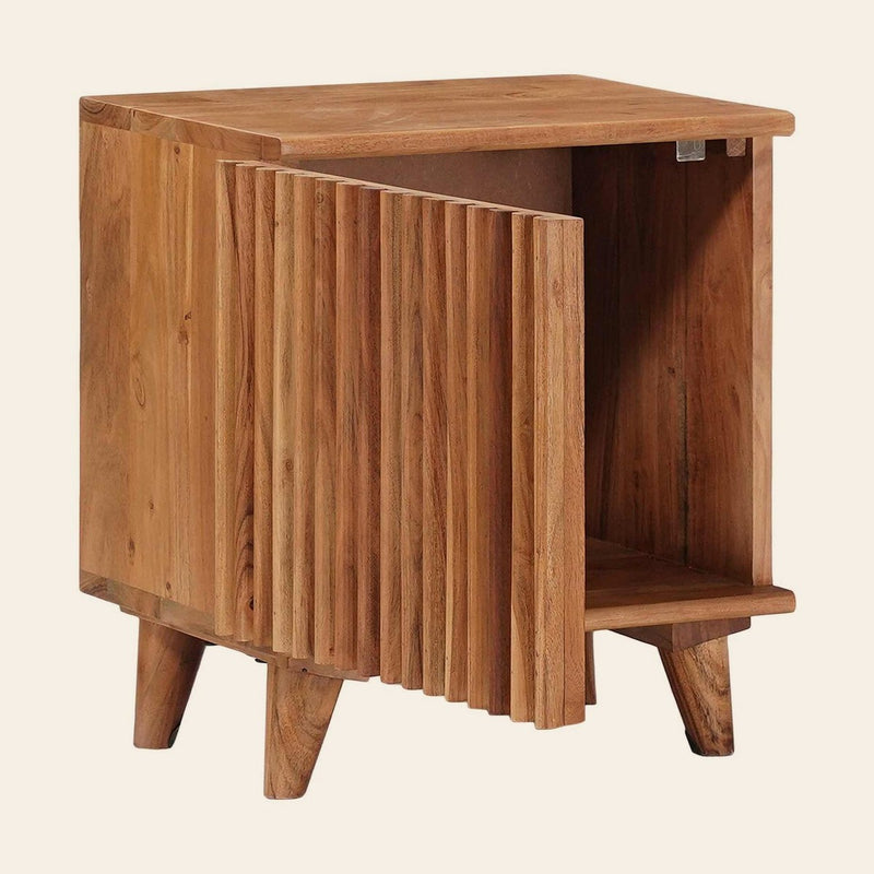 Table de chevet en acacia massif, Rai de Lune