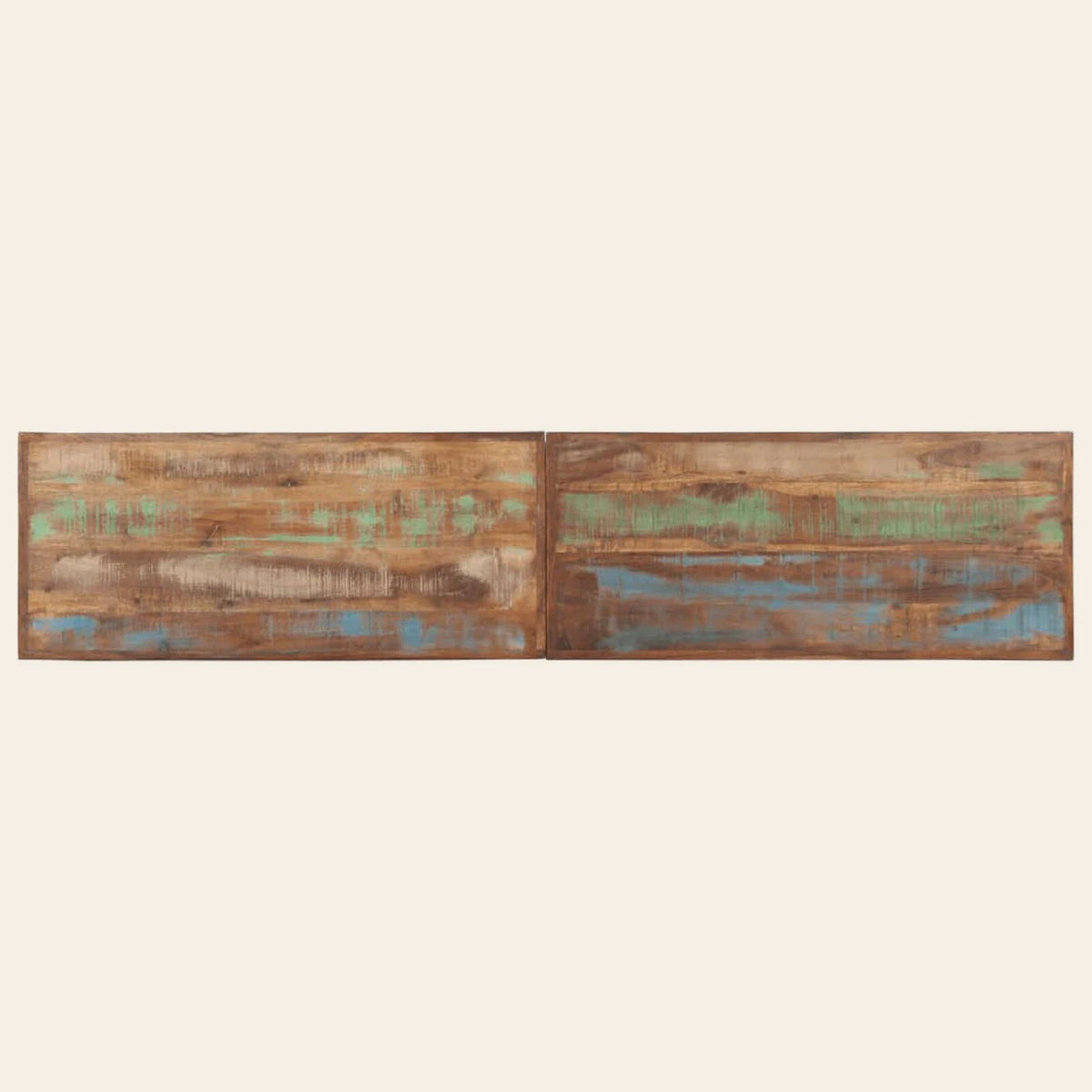 Banc de lit Molière en bois de récupération massif, vue de dessus
