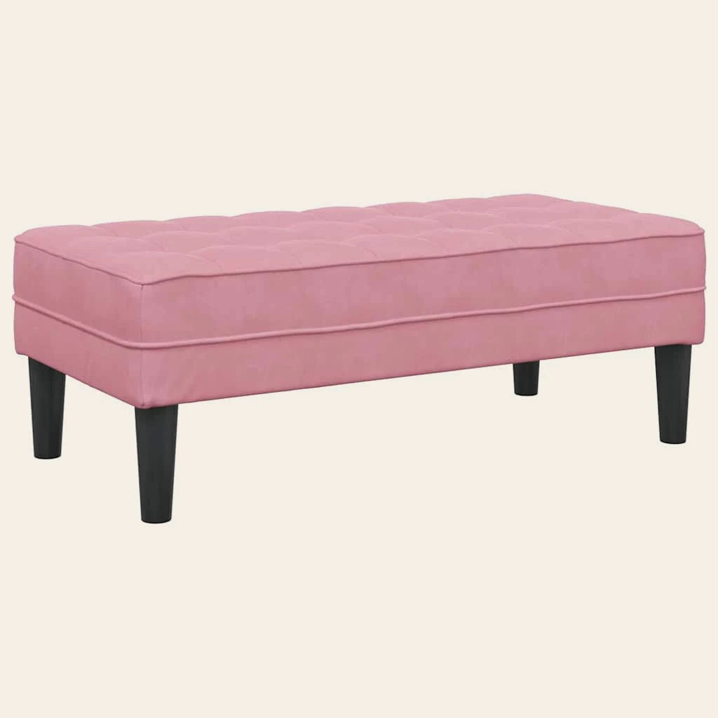 Banc de lit Beaujolais vieux rose en velours capitonné, vue de trois quarts