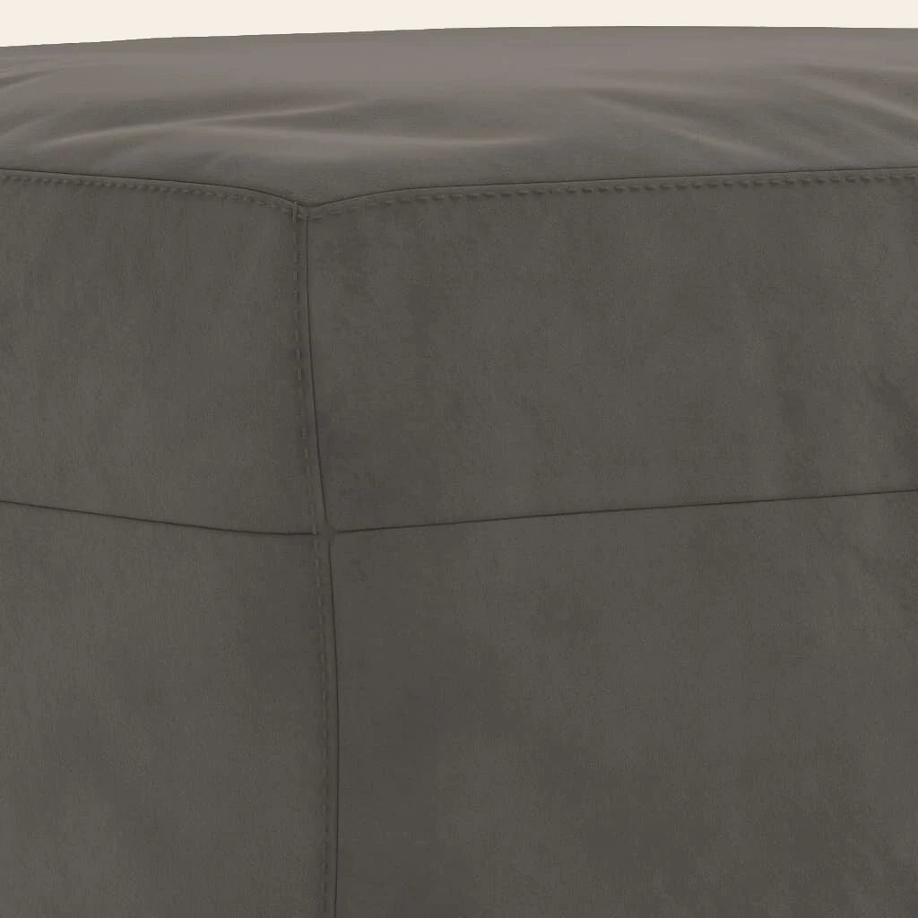 Banc de lit Grand-Cerf gris anthracite en velours, gros plan sur la matière