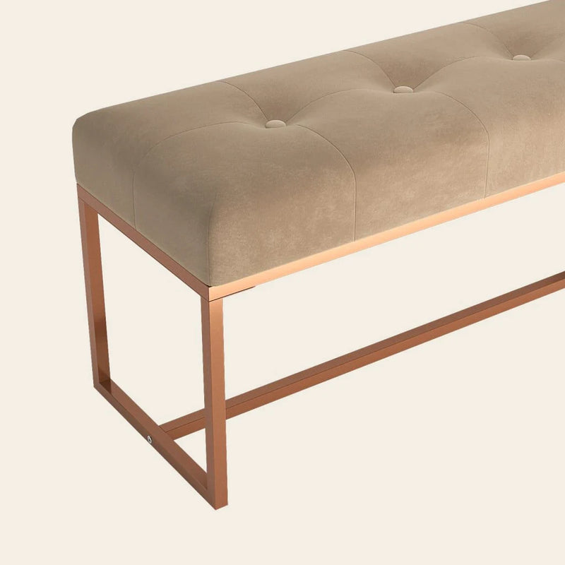 Banc de lit en velours et métal cuivré, Montpensier