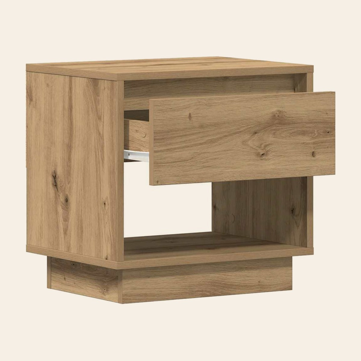 Table de chevet Veilleuse, tiroir ouvert au-dessus de la niche