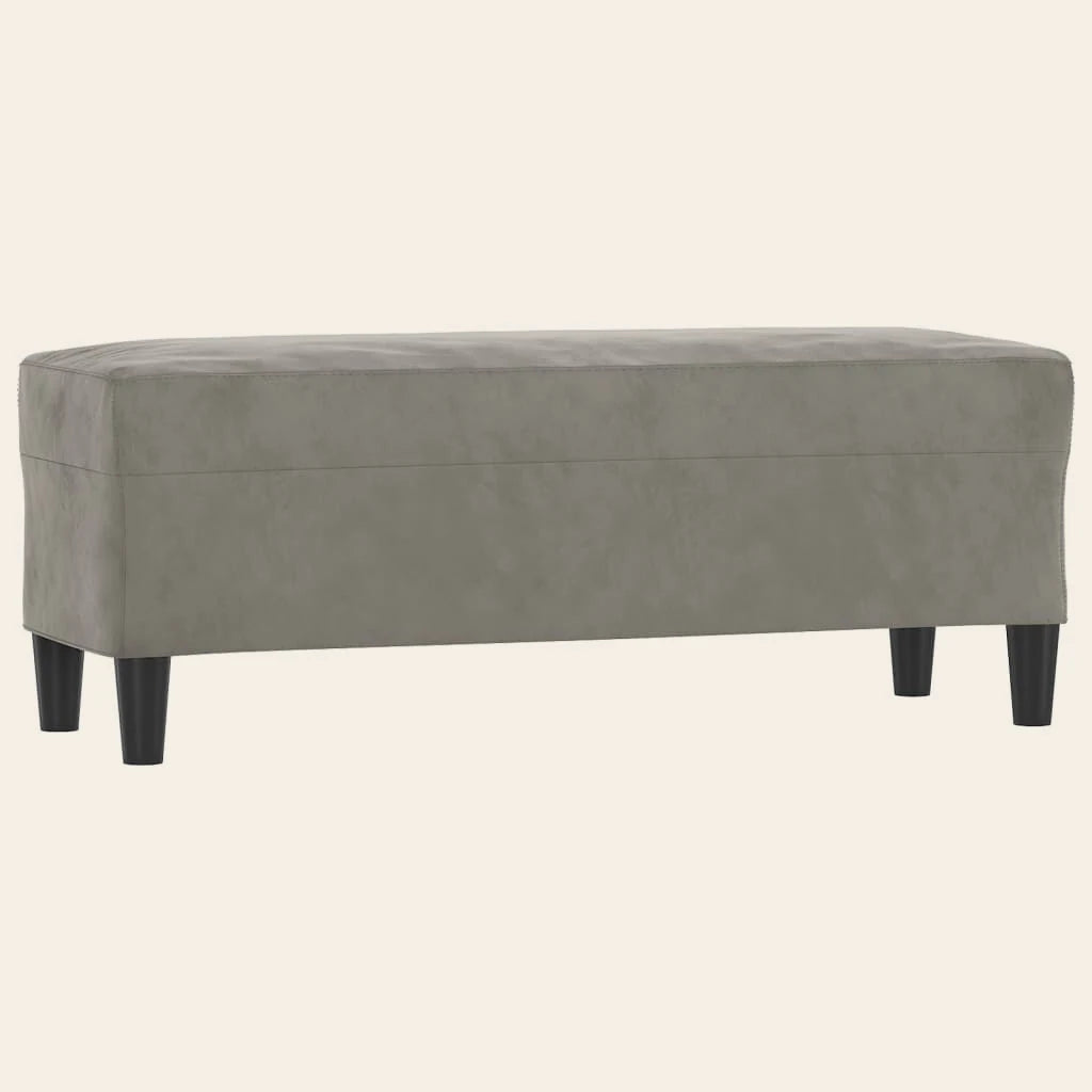 Banc de lit Grand-Cerf gris clair en velours, vue de trois quarts