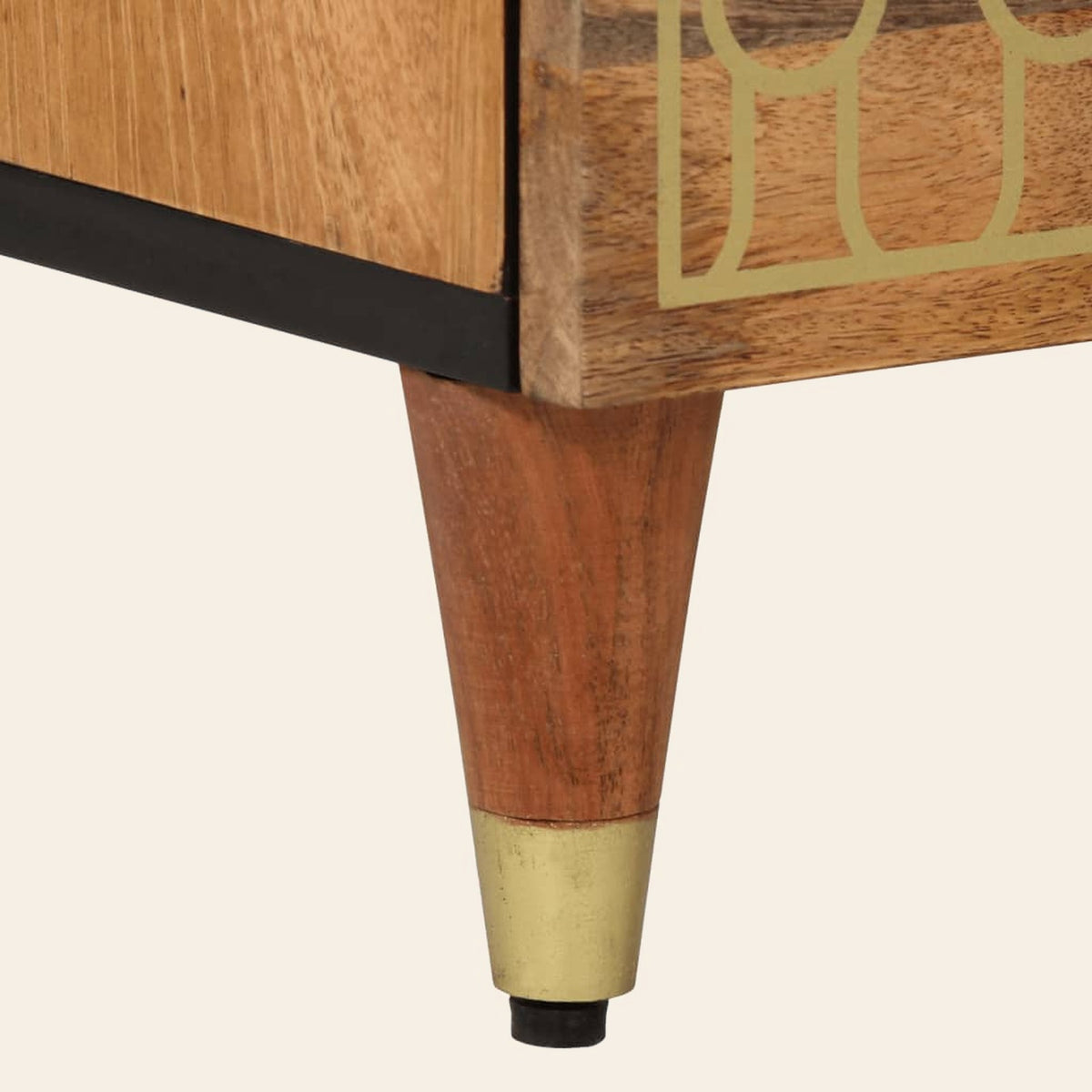 Table de chevet Nouvelle Lune, pied fuselé à embout doré