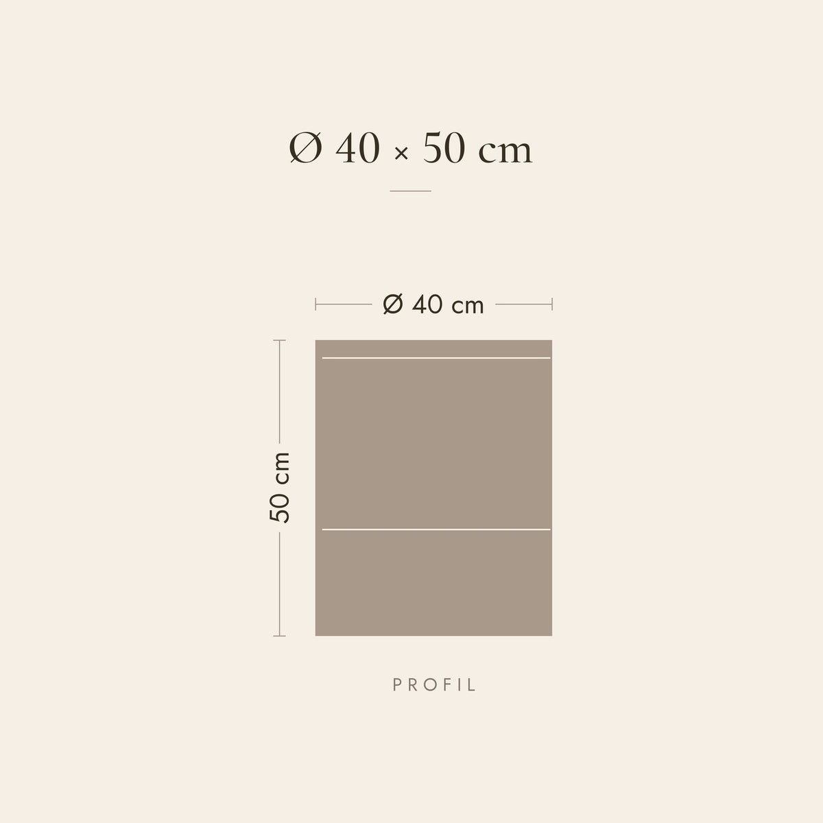 Dimensions de la table de chevet Sélène : Ø 40 × 50 cm