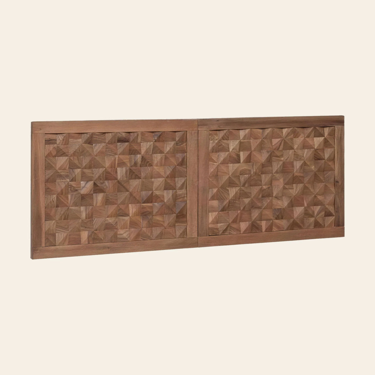 Tête de lit Rivoli en bois de teck massif, deux panneaux à relief