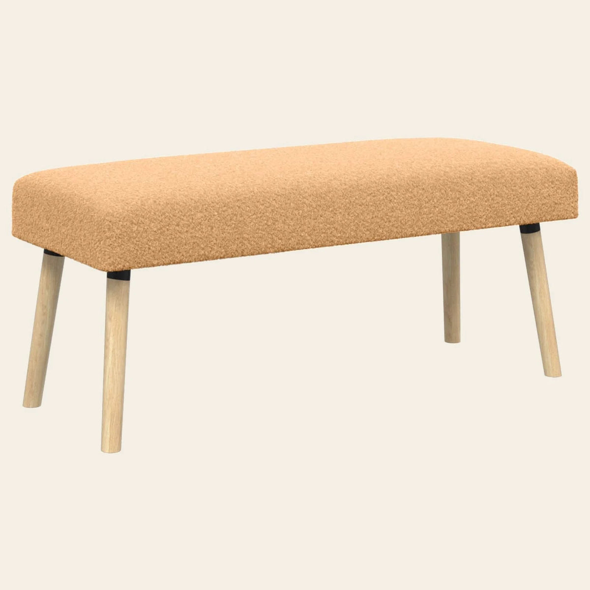 Banc de lit Véro-Dodat beige en tissu bouclé, vue de trois quarts