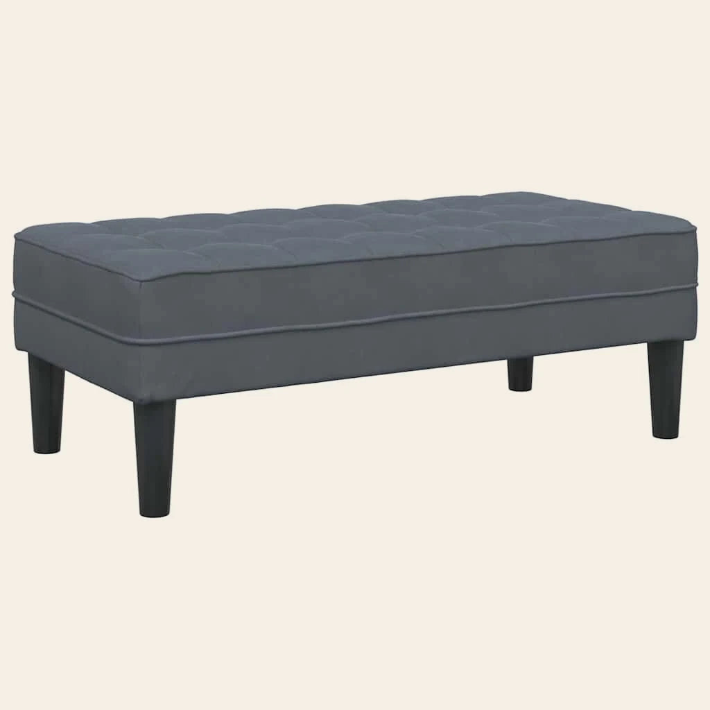 Banc de lit Beaujolais gris anthracite en velours capitonné, vue de trois quarts