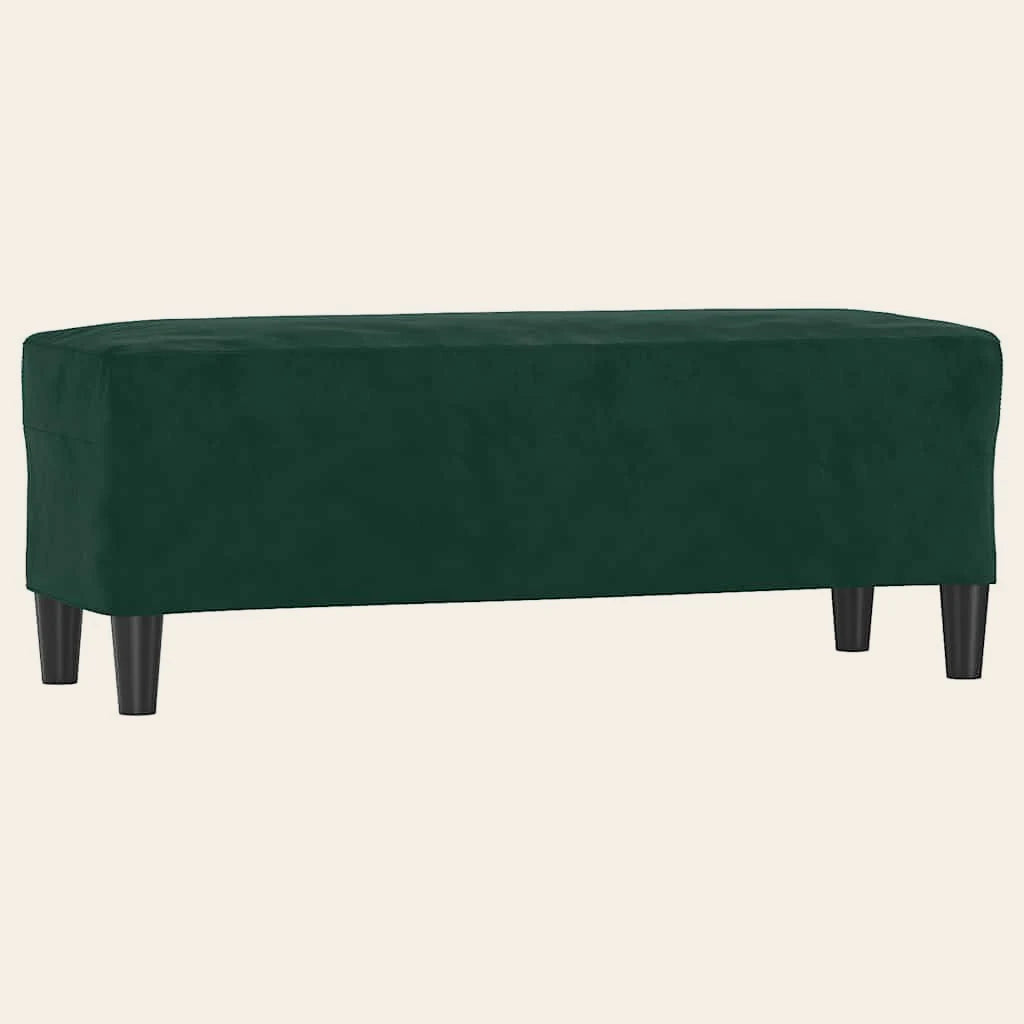 Banc de lit Grand-Cerf vert sapin en velours, vue de trois quarts