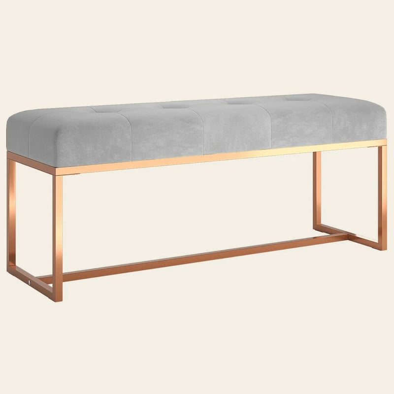 Banc de lit en velours et métal cuivré, Montpensier