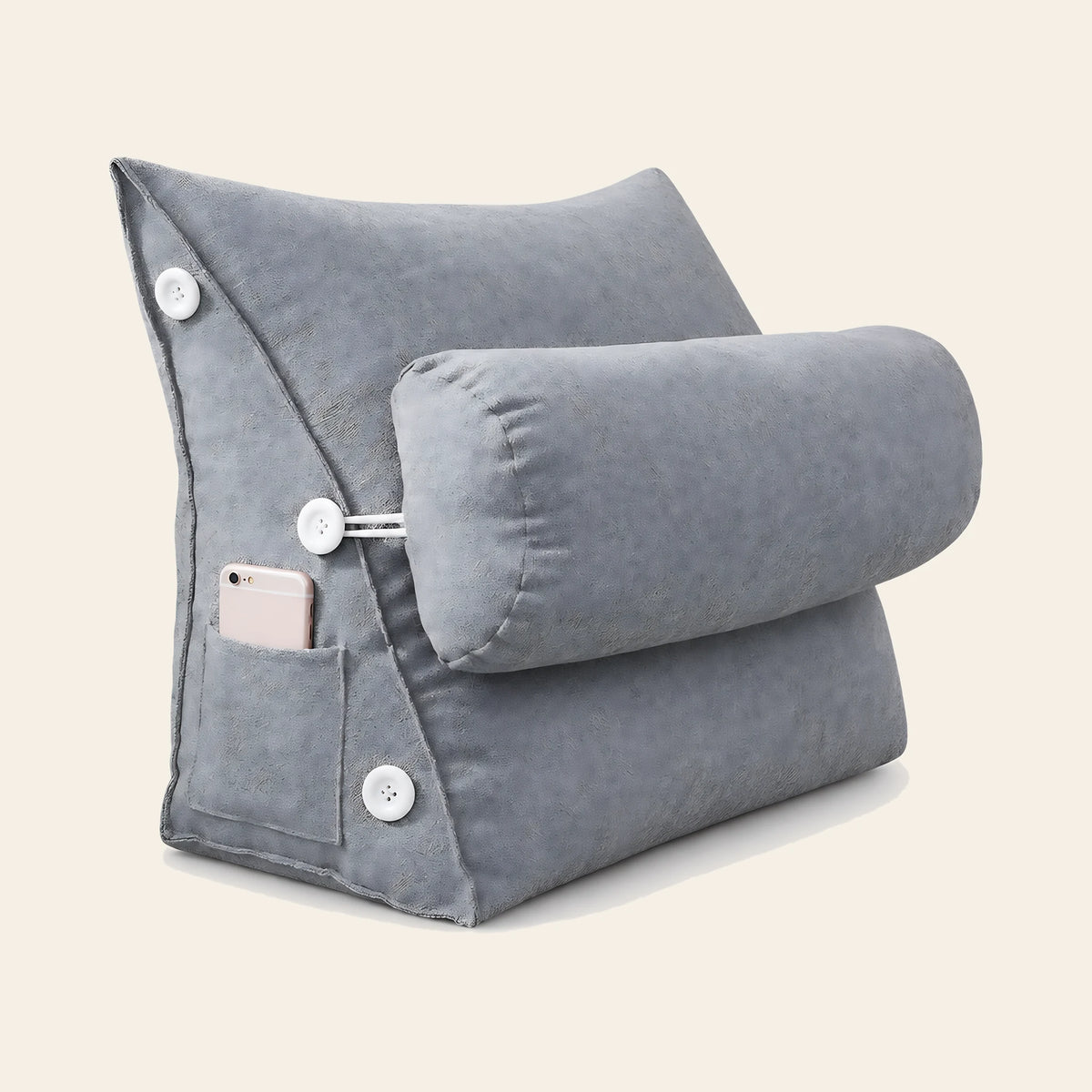 Coussin de lecture Sorbonne gris avec appui-nuque