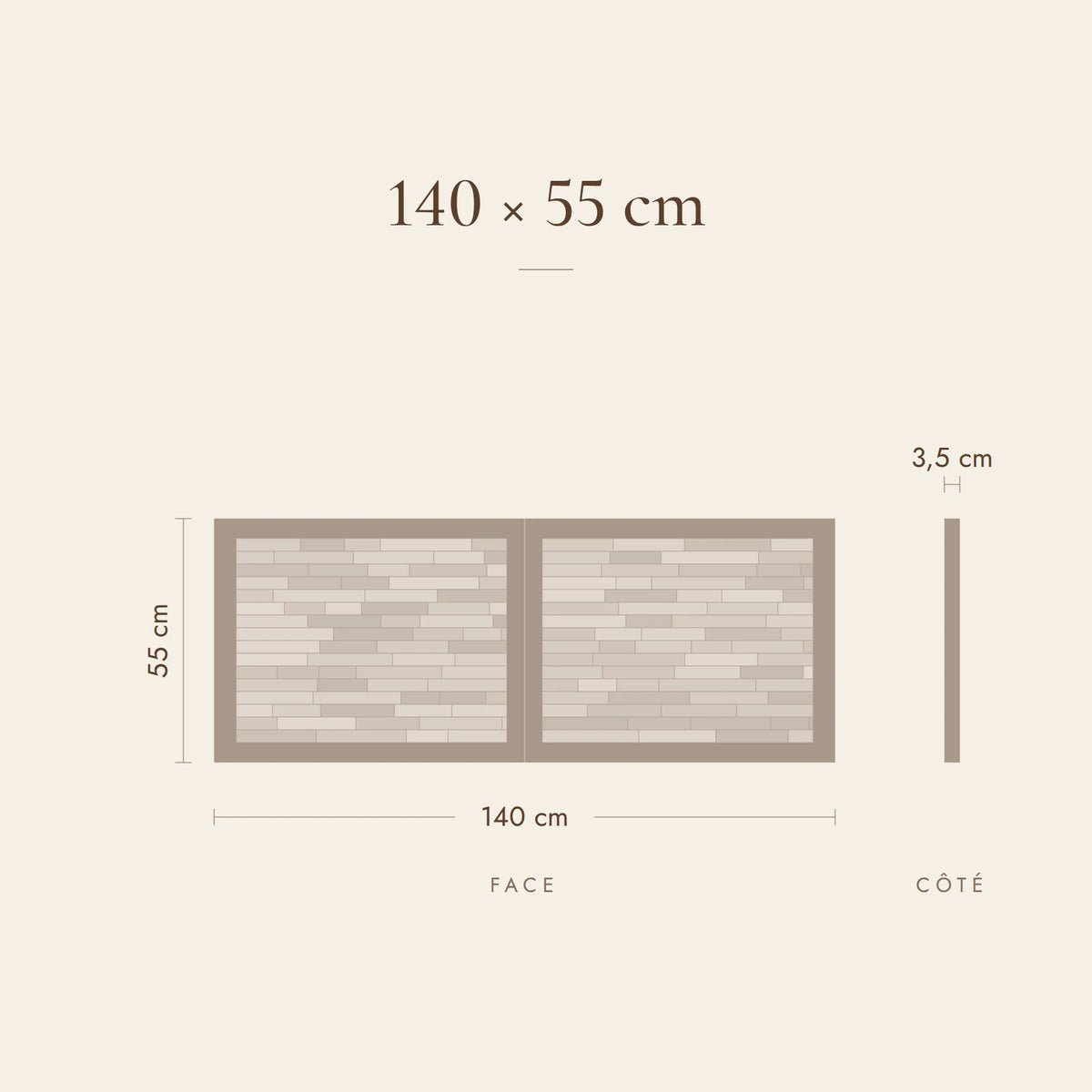 Dimensions de la tête de lit Bercy pour un lit de 140 cm