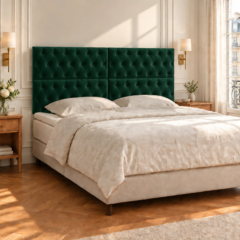 Tête de lit haute capitonnée en velours, Concorde