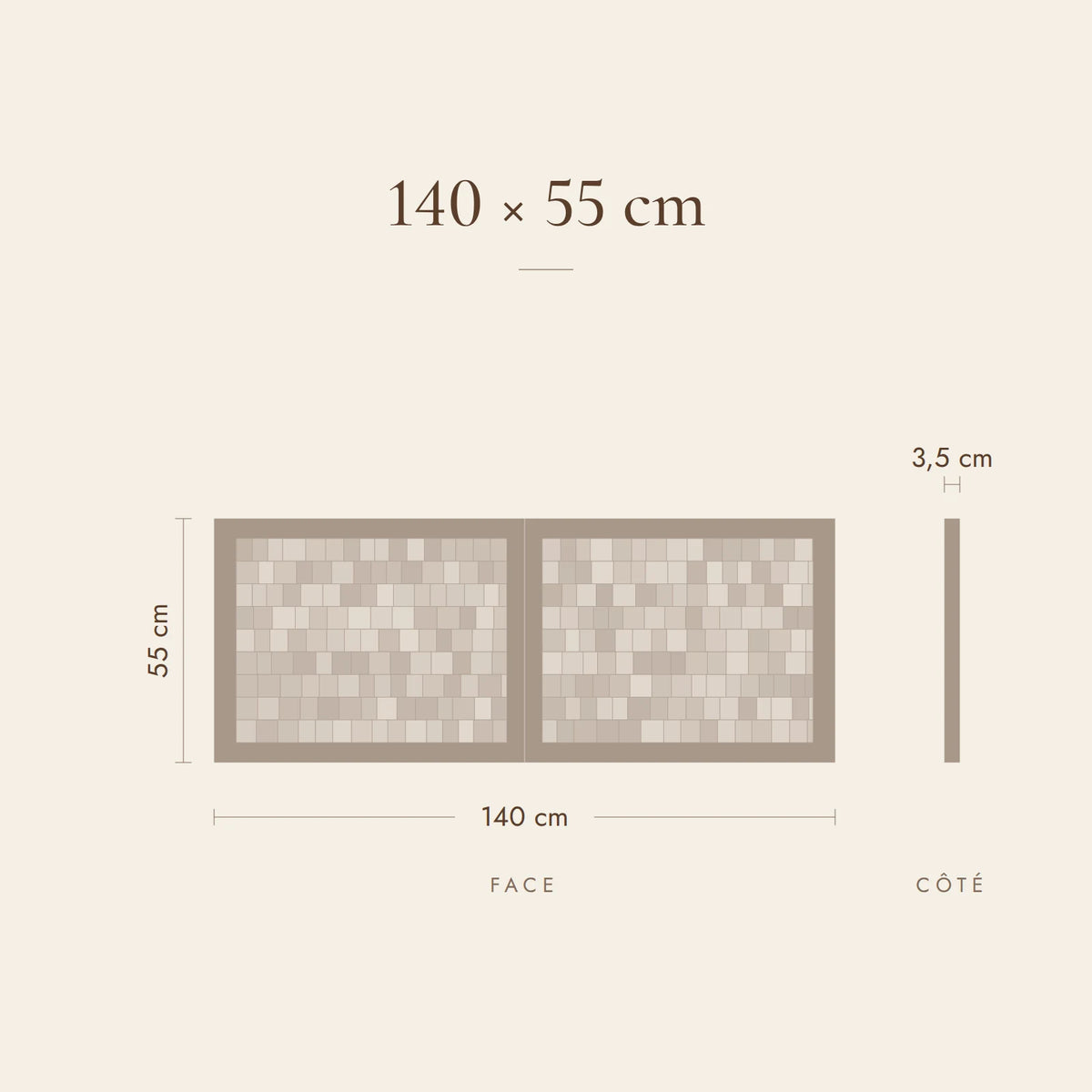 Dimensions de la tête de lit Montmartre pour un lit de 140 cm