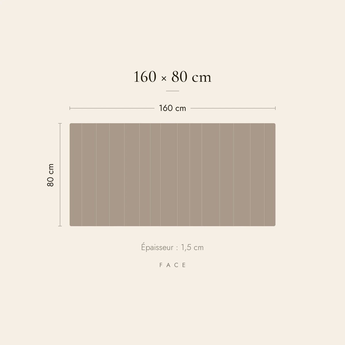 Dimensions de la tête de lit Saint-Paul pour un lit de 160 cm : 160 cm de large, 80 cm de haut