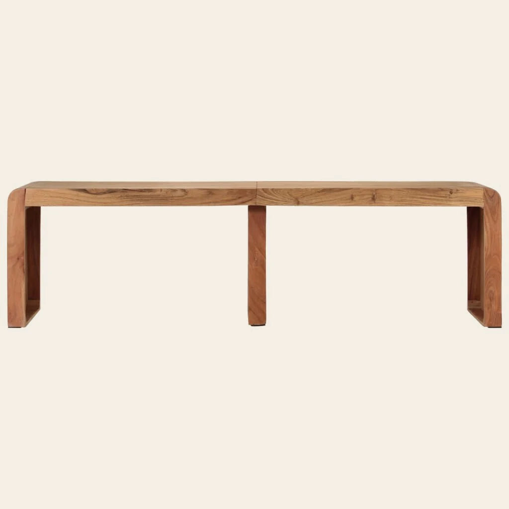 Banc de lit Choiseul en acacia massif, 160 cm, vue de face