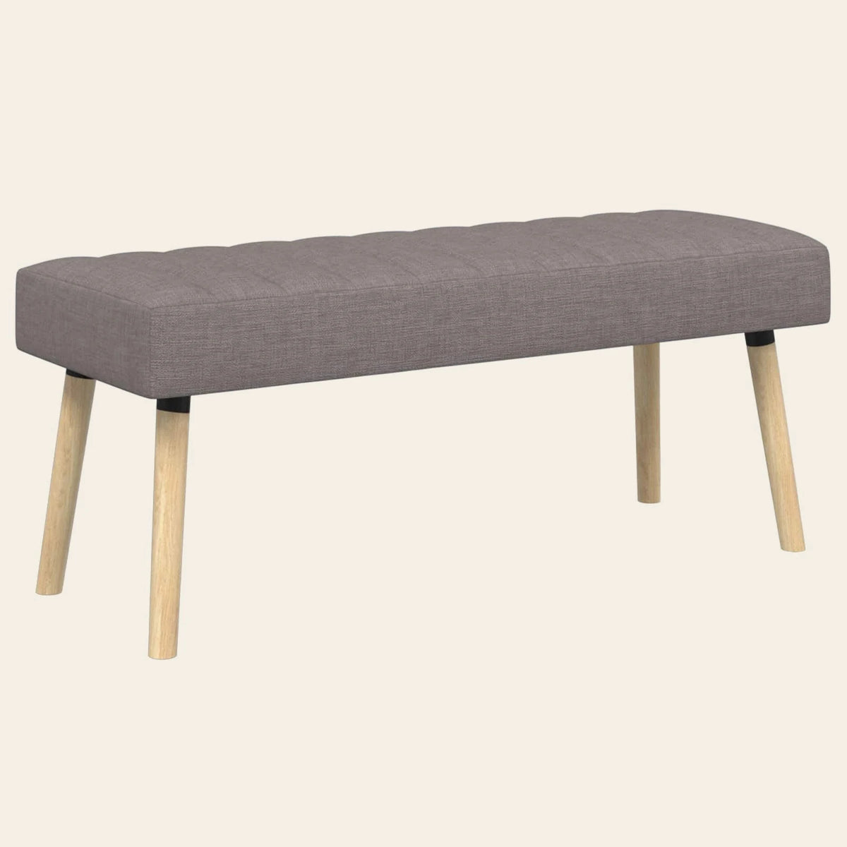 Banc de lit Colbert taupe en tissu capitonné, vue de trois quarts
