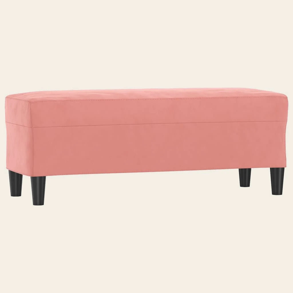 Banc de lit Grand-Cerf vieux rose en velours, vue de trois quarts