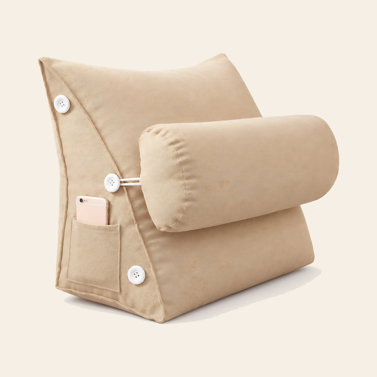 Coussin de lecture Sorbonne beige avec appui-nuque