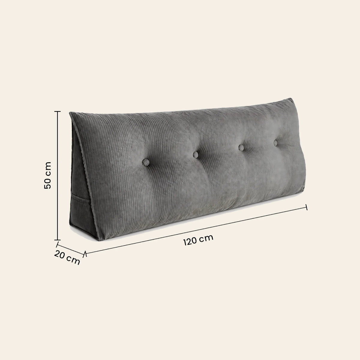 Coussin de tête de lit Opéra gris, 120 cm