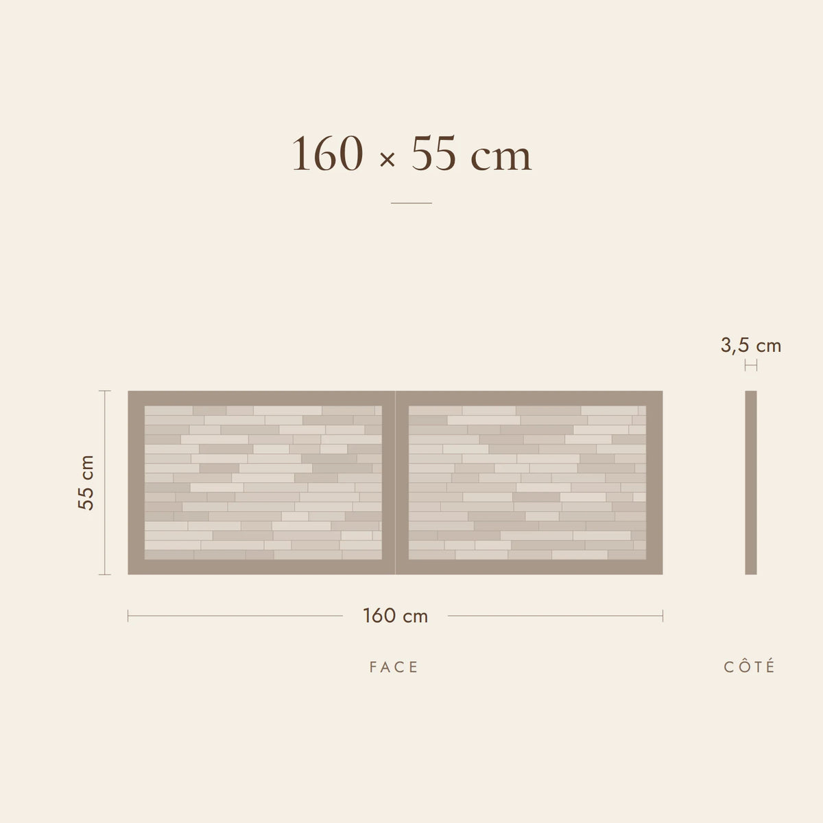 Dimensions de la tête de lit Bercy pour un lit de 160 cm