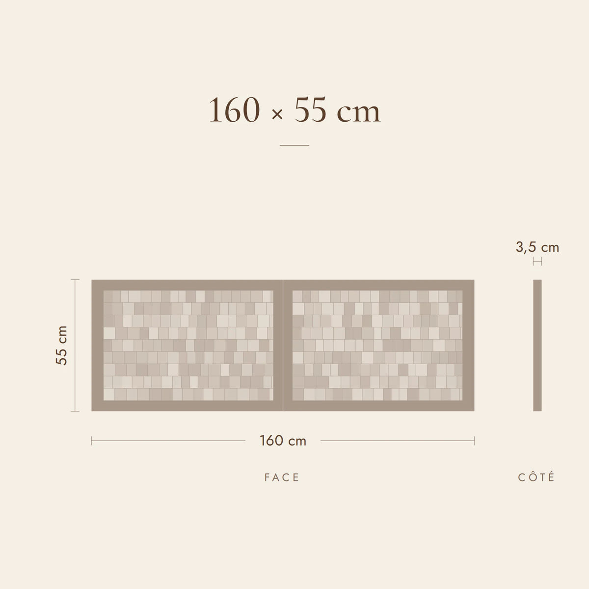 Dimensions de la tête de lit Montmartre pour un lit de 160 cm