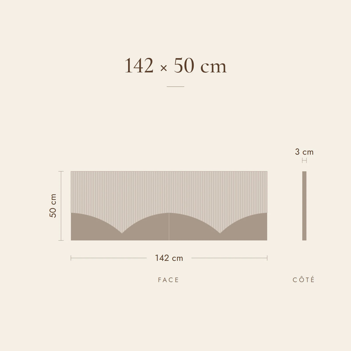 Dimensions de la tête de lit Tuileries pour un lit de 140 cm