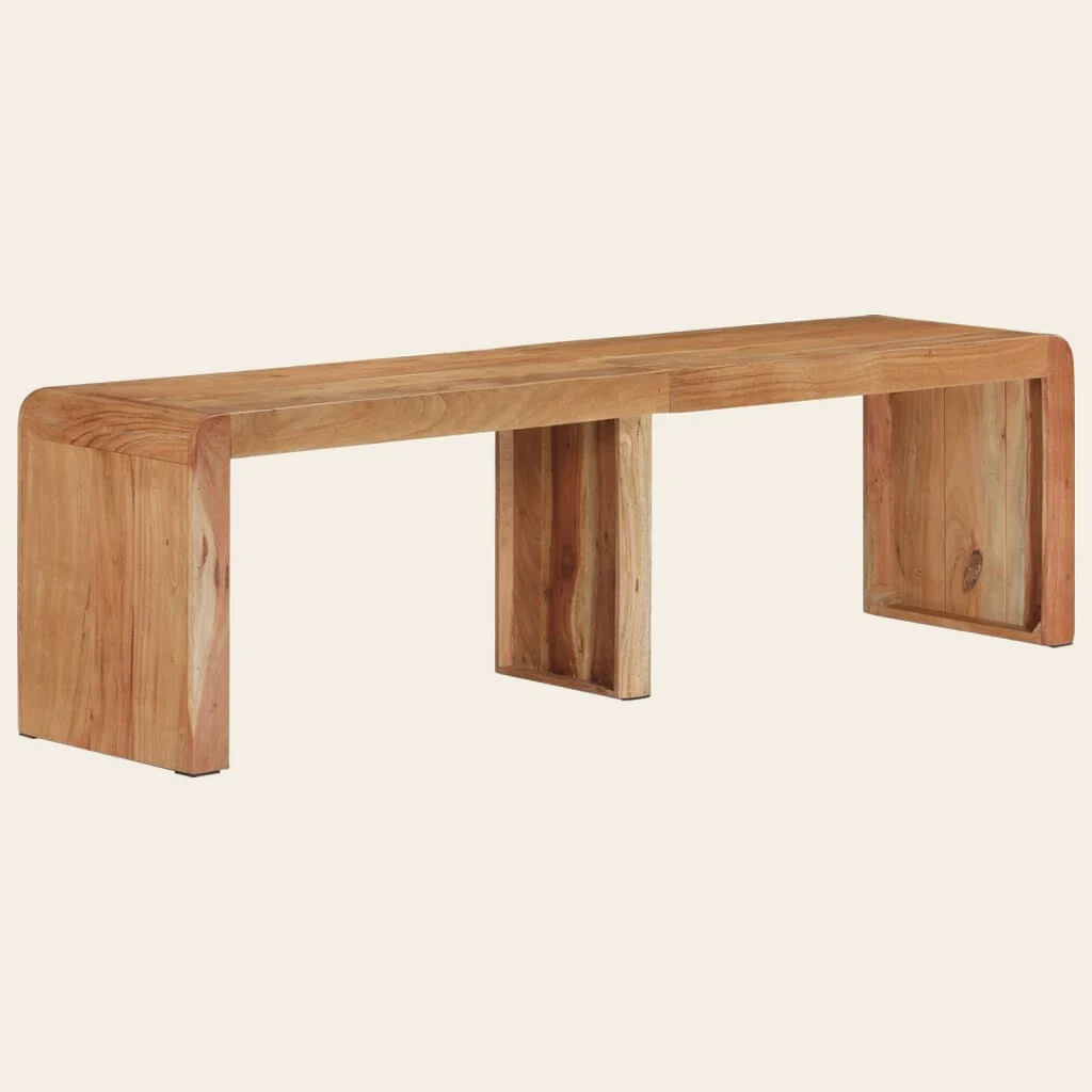 Banc de lit Choiseul en acacia massif, 160 cm, autre vue de trois quarts