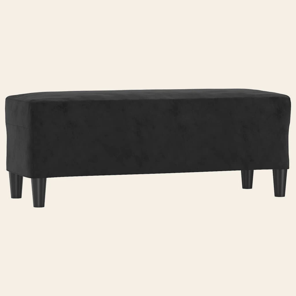 Banc de lit Grand-Cerf noir en velours, vue de trois quarts