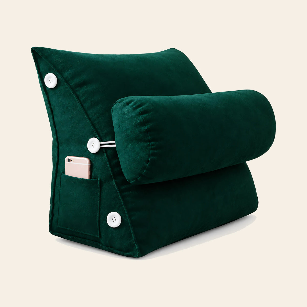 Coussin de lecture Sorbonne vert avec appui-nuque
