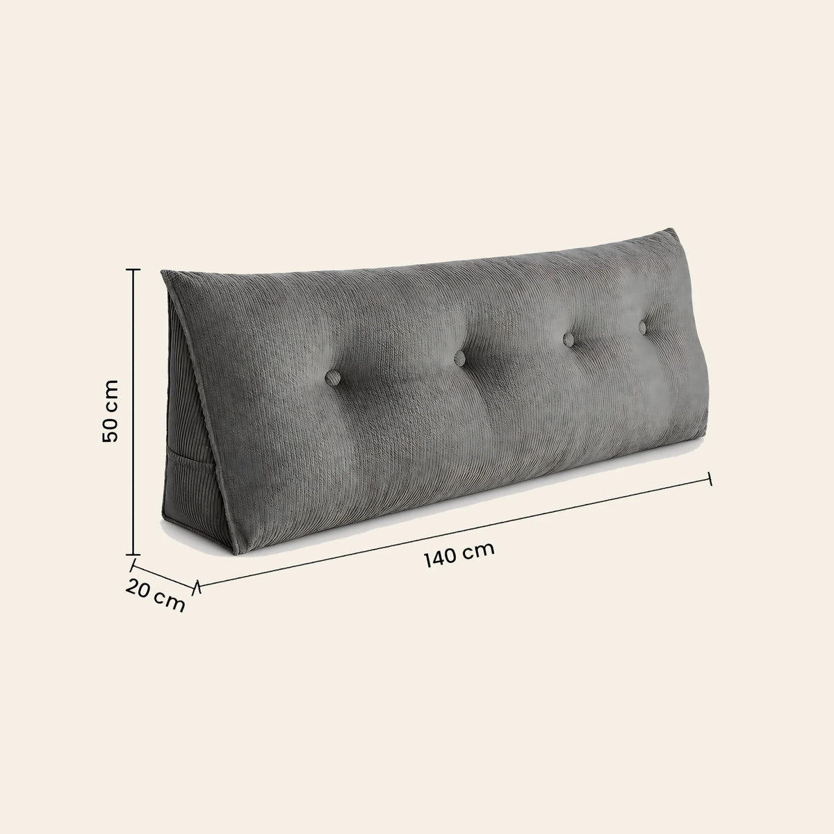 Coussin de tête de lit Opéra gris, 140 cm