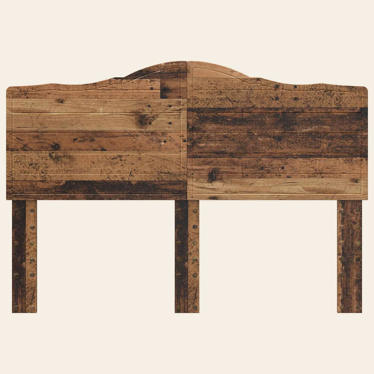 Tête de lit chantournée en bois Marigny, finition bois vieilli, vue de face