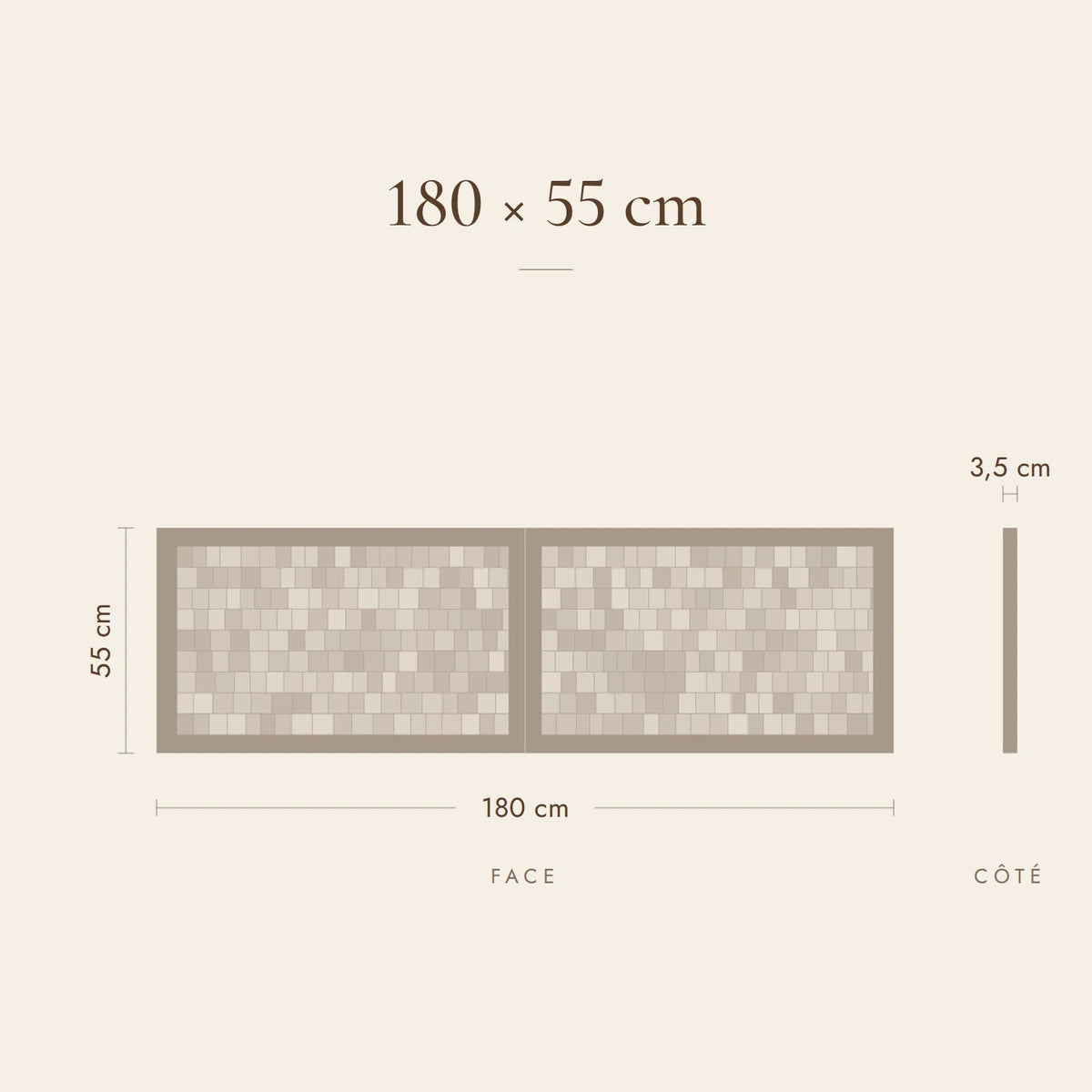 Dimensions de la tête de lit Montmartre pour un lit de 180 cm