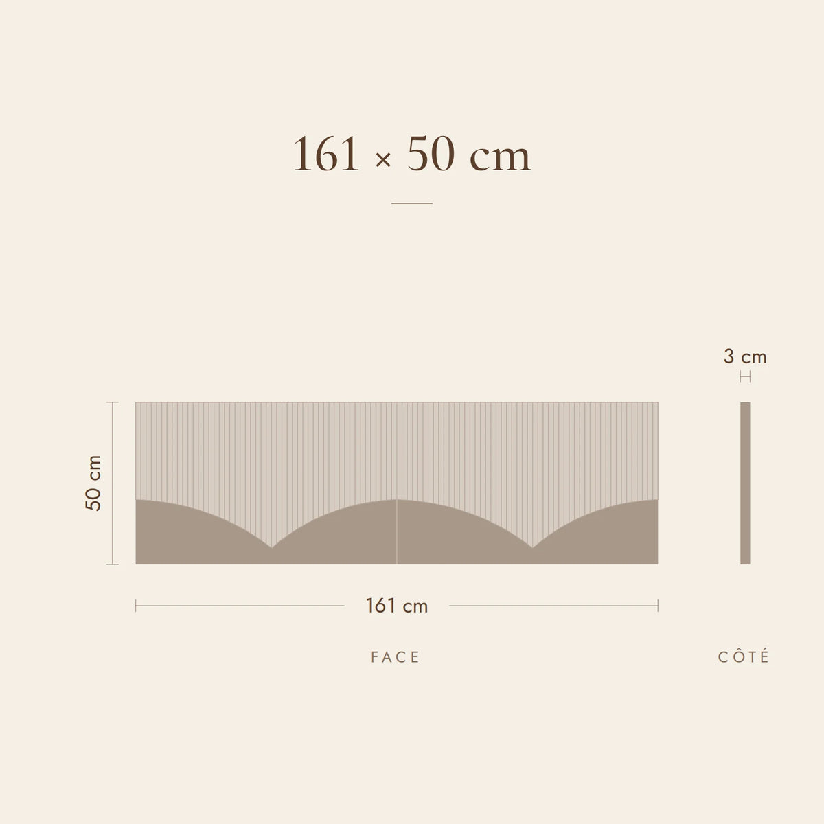 Dimensions de la tête de lit Tuileries pour un lit de 160 cm