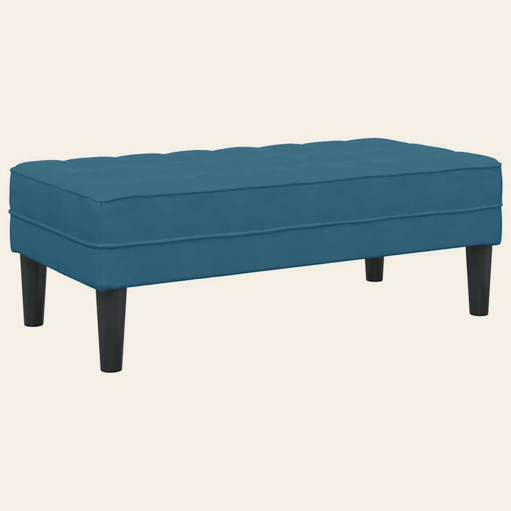 Banc de lit Beaujolais bleu nuit en velours capitonné, vue de trois quarts