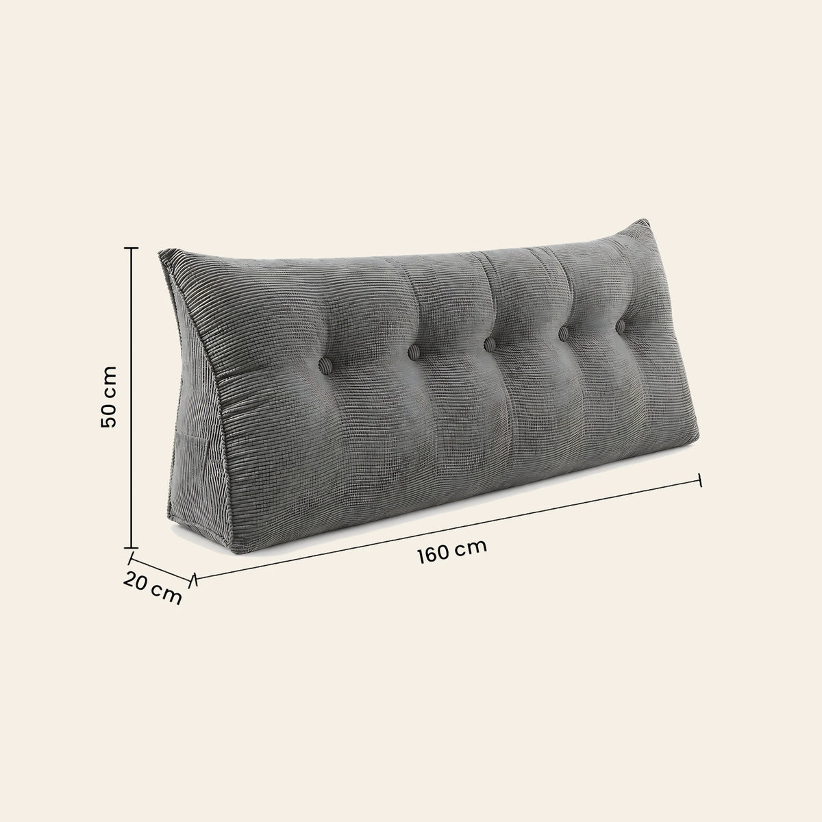 Coussin de tête de lit Opéra gris, 160 cm
