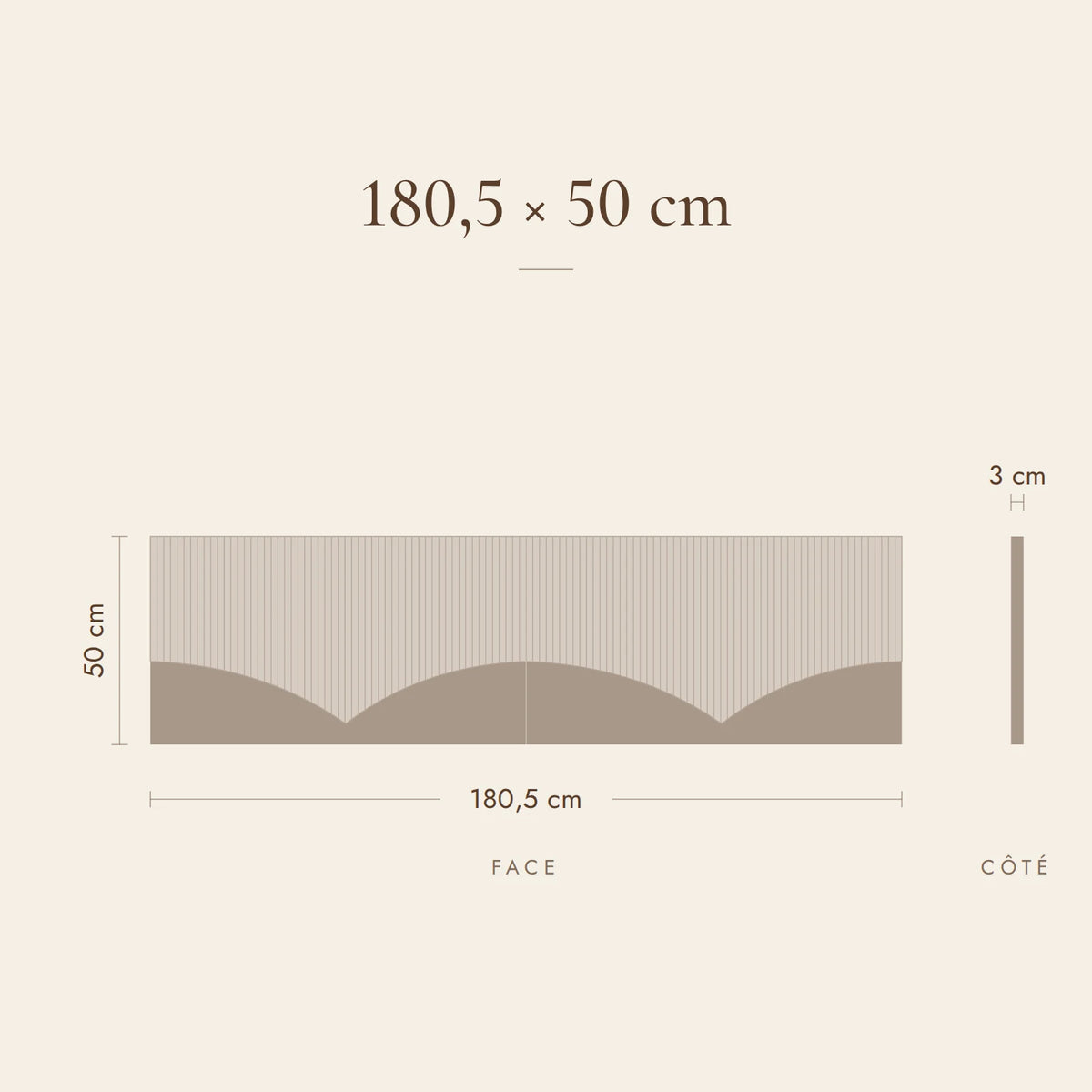 Dimensions de la tête de lit Tuileries pour un lit de 180 cm