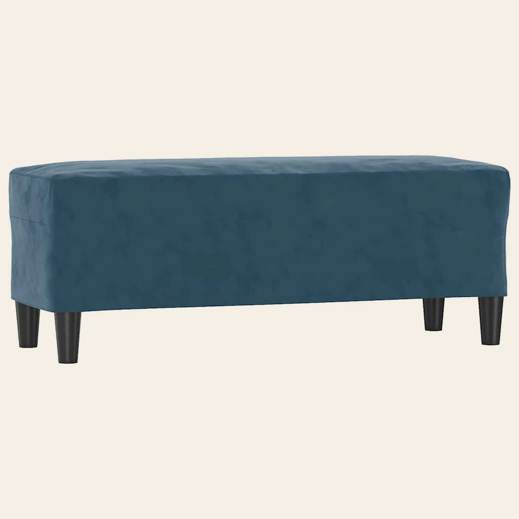Banc de lit Grand-Cerf bleu nuit en velours, vue de trois quarts
