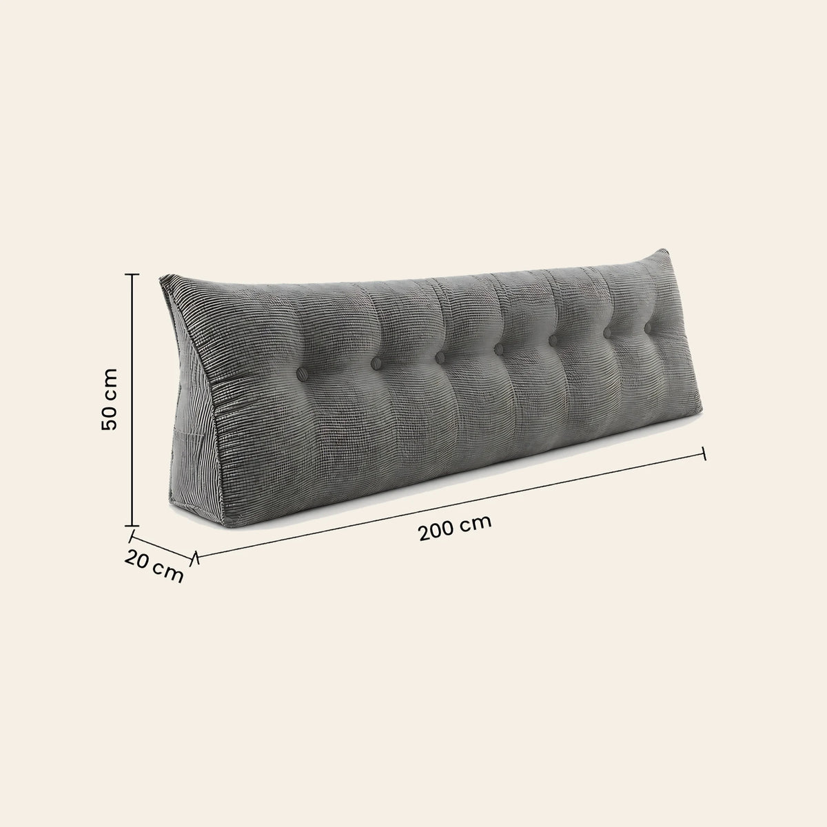 Coussin de tête de lit Opéra gris, 200 cm