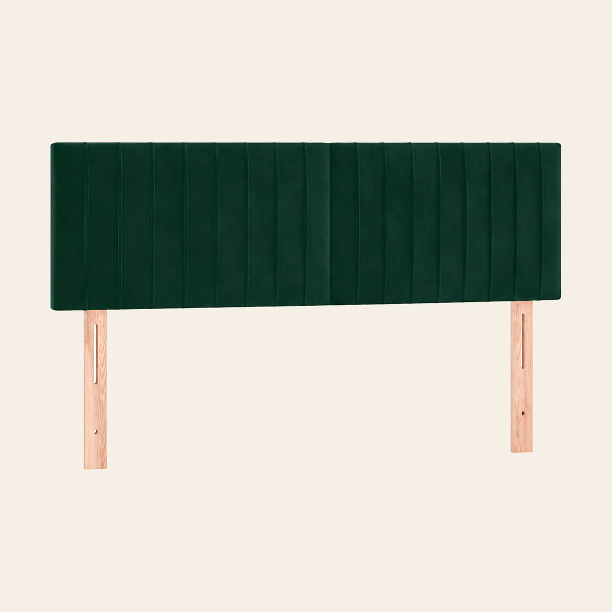 Tête de lit en velours Madeleine vert sapin, vue de face