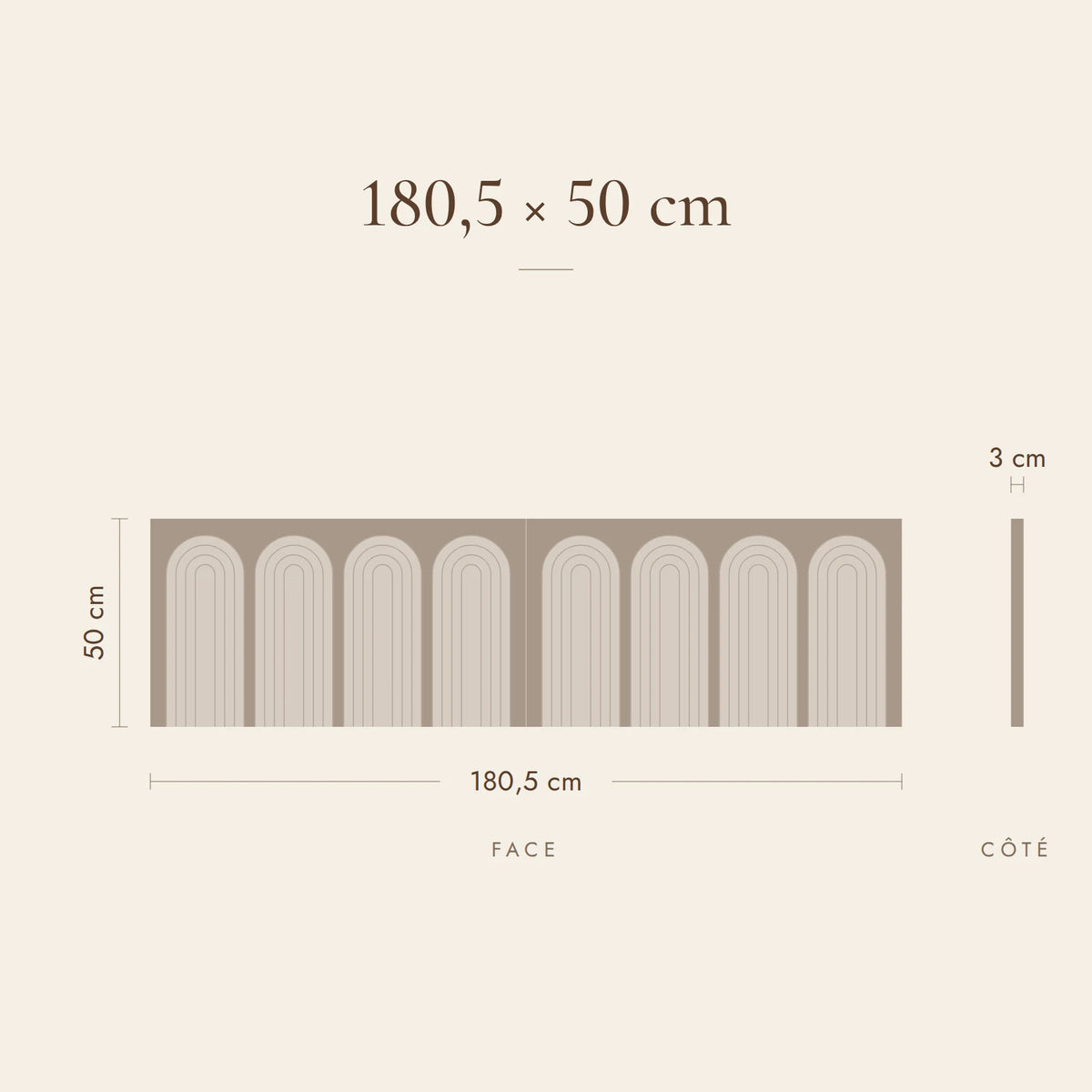 Dimensions de la tête de lit Palais-Royal pour un lit de 180 cm